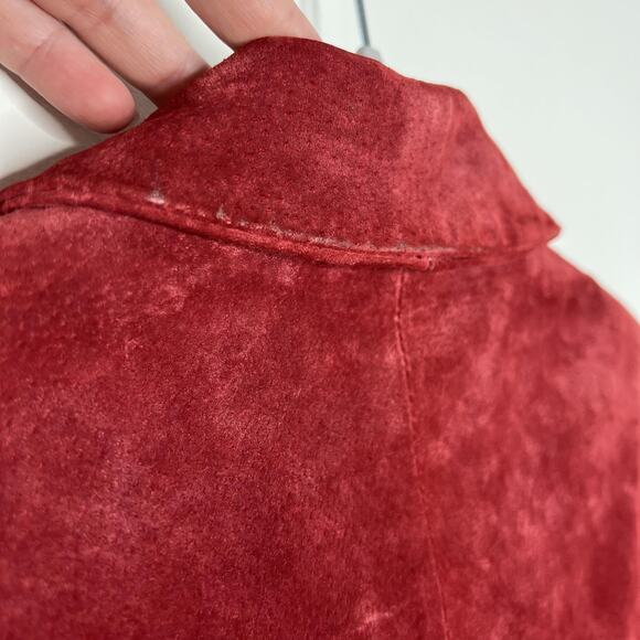 Relativity Jacket Womens XL Red Genuine Suede Leather Button Front Lined‎ - Picture 9 of 10